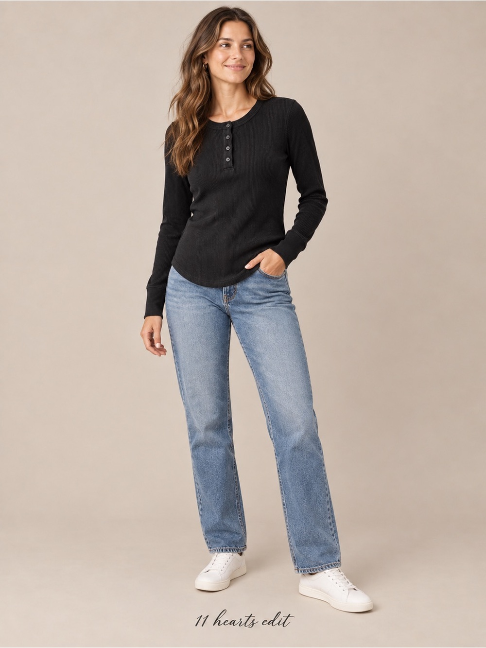 MONROW Rib Henley Top Black Long Sleeve NWT Small MSRP $130